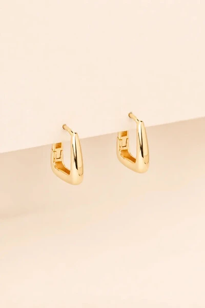 Foto Brinco Argola Geométrica Lisa Banho Ouro 18k
