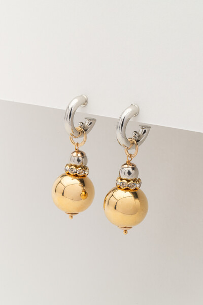 FotoBrinco Argola Bola Duo Color Banho Ouro 18k