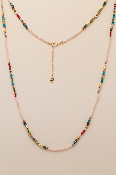Foto Colar Olbia Beads Mix de Pedras Banho Ouro 18K