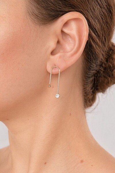 Foto Brinco Fio Zircônia Banho Ouro 18K