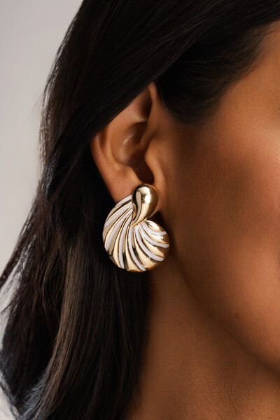 Foto Brincos Gota Ondas Resina Madrepérola