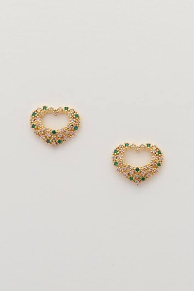 FotoBrinco Coração G Zircônia Color Banho Ouro 18K