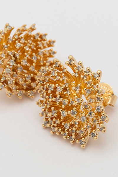 Foto Brinco Dourado Firework Zircônia Cristal