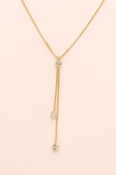 Foto Colar Gravata Zircônias Banho Ouro 18K