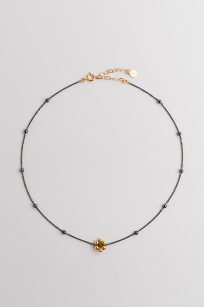 FotoColar Choker Florzinha Grafite e Dourado