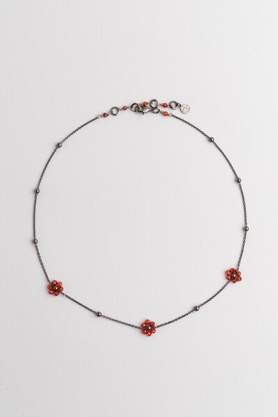 FotoColar Choker Flor Cristais Grafite