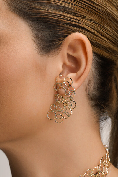 Foto Brinco Dourado Círculos Vazado