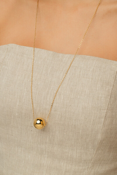 Foto Colar Longo Bola Chic Banho Ouro 18k
