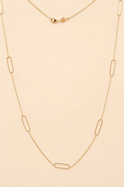 Foto Colar Dourado Longo Elos Slim