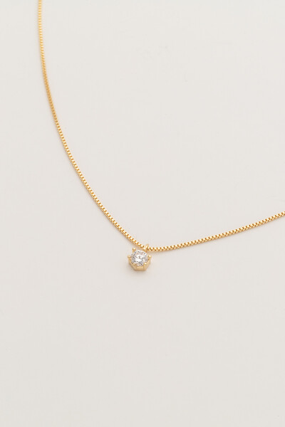 Foto Colar Ponto de Luz Zircônia P Banho Ouro 18K