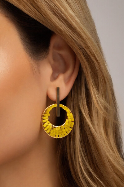 Foto Brinco Dourado Circulo Vidrilho Lime