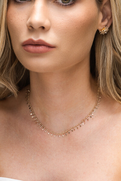 Foto Colar Dourado Choker Palitos Boho