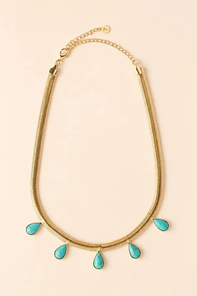 Foto Colar Snake Dourado Gotas Resina