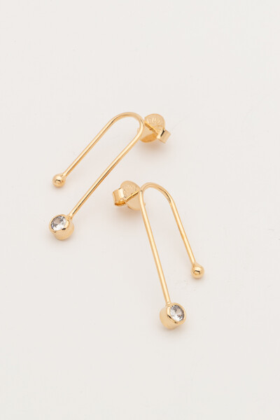 Foto Brinco Fio Zircônia Banho Ouro 18K