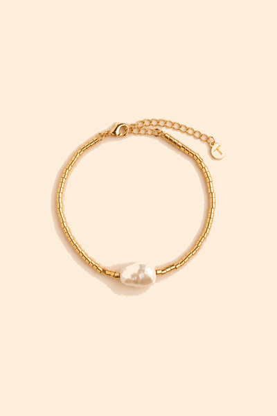 Foto Pulseira Dourada Canutilhos Pérola