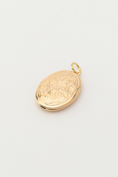 FotoPingente Relicário Oval Banho Ouro 18K