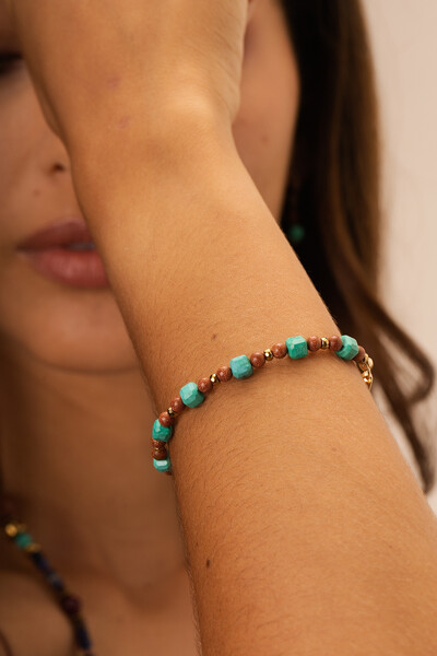 Foto Pulseira Vicenza Goldstone Howlita Banho Ouro 18K