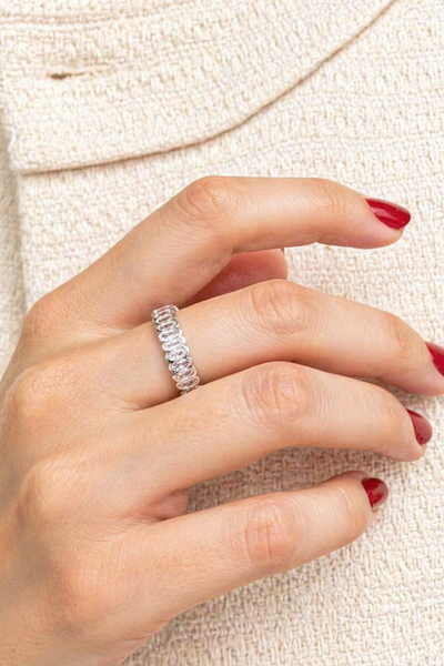 Foto Anel Prateado Zircônia Cristal