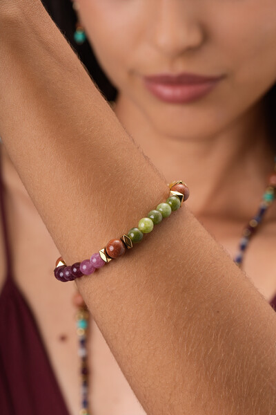 Foto Pulseira Good Vibes Jade Color Goldstone