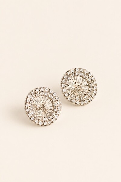 Foto Brinco Pizza Aramado Strass Prateado