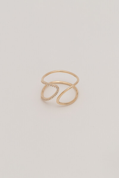 Foto Anel Curvas Zircônia Banho Ouro 18K