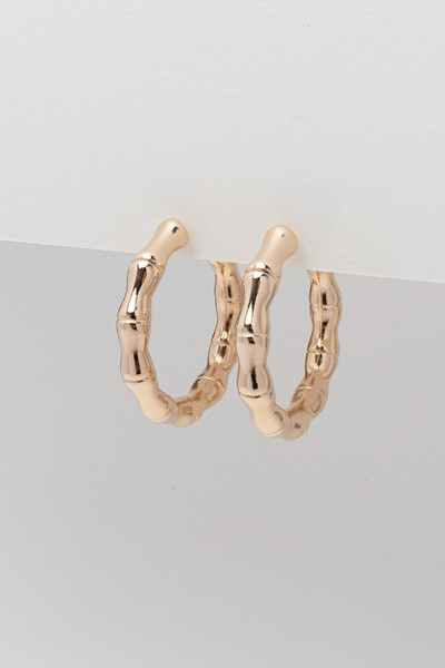 Foto Brinco Dourado Argola Bambu