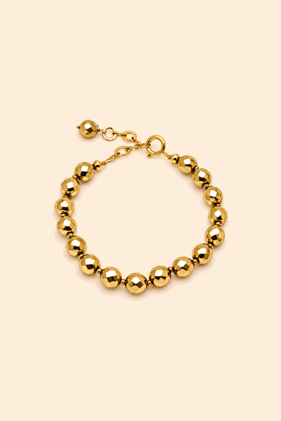 Foto Pulseira Hematita Facetada Banho Ouro 18K