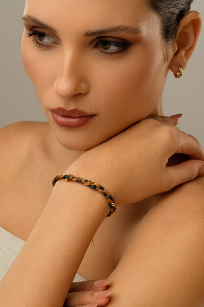 Foto Pulseira Trançada Boho Banho Ouro 18k
