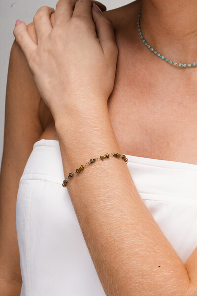 Foto Pulseira Liana Olho de Tigre Banho Ouro 18K