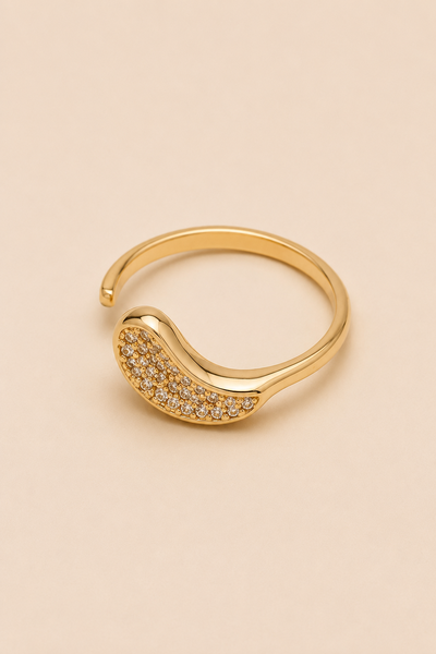 Foto Anel Gota Zircônia Banho Ouro 18K