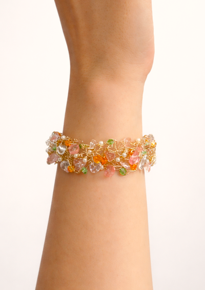 Foto Pulseira Crochê Dourada Color