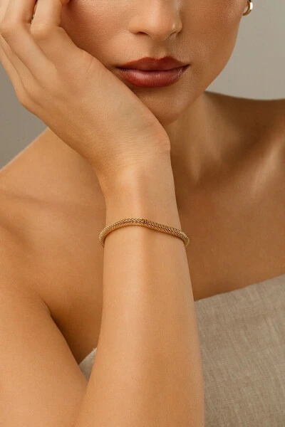 Foto Pulseira Malha Dourada