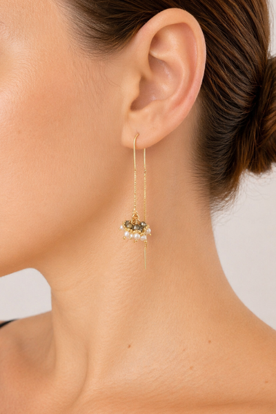 Foto Brinco Anzol Fio Veneza Cachinho Banho Ouro 18K