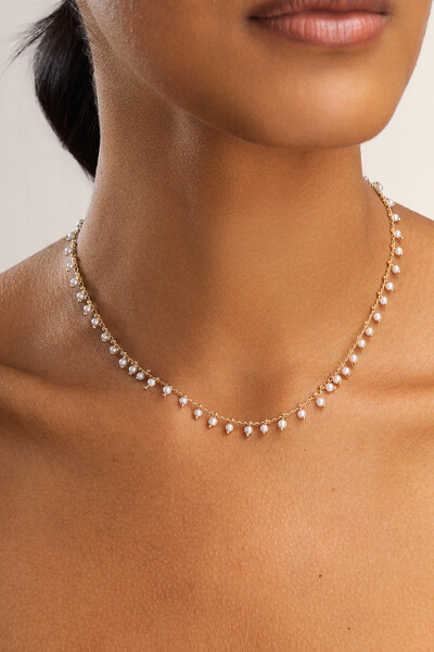 Foto Colar Dourado Choker Mini Pérolas