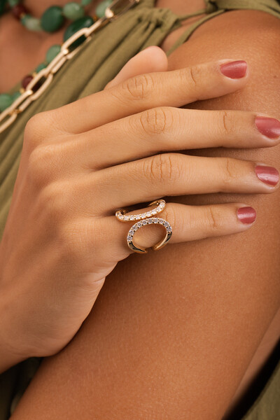 Foto Anel Elegance Zircônia Banho Ouro 18K