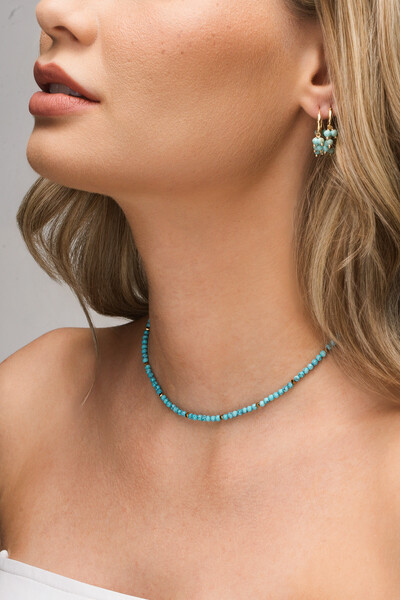 FotoColar Choker Ibiza Howlita Banho Ouro 18K