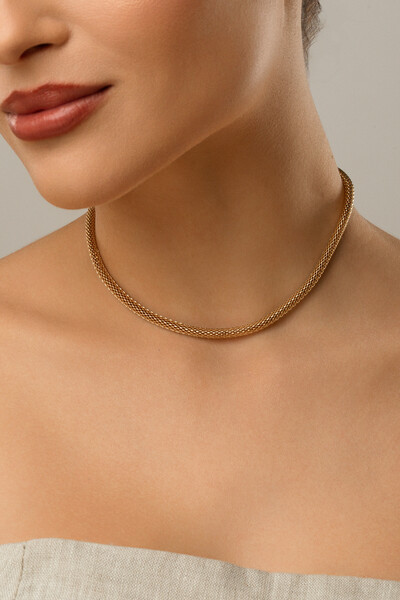 Foto Colar Dourado Choker Malha