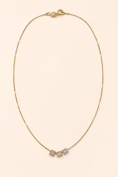 Foto Colar Dados Três Banhos Com Zircônia Banho Ouro 18k.