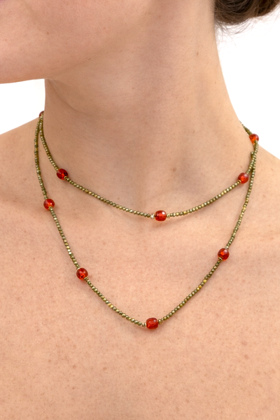 FotoColar Longo Virginia Zircônia Verde Banho Ouro 18K