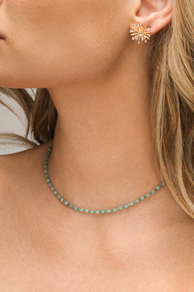 Foto Colar Choker Eloysa Amazonita Banho Ouro 18K