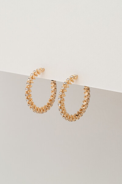 FotoBrinco De Argola Media Filigrana Strass Dourado