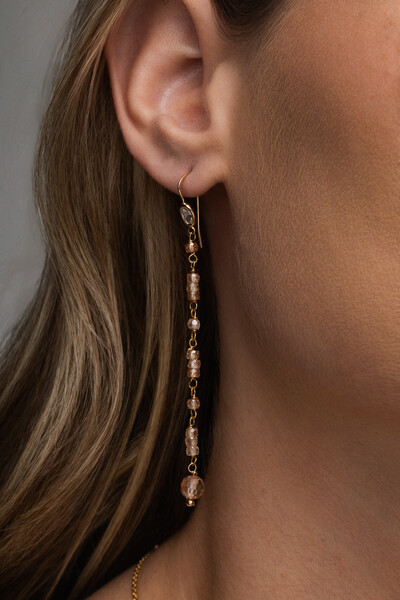 Foto Brinco Fio Cristal Banho Ouro 18K