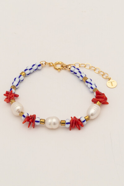 FotoPulseira Pérola Natural Palito Coral Fishermen’s Banho Ouro 18K