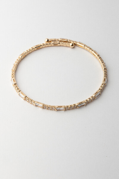Foto Pulseira Dourada Zircônias Baguete