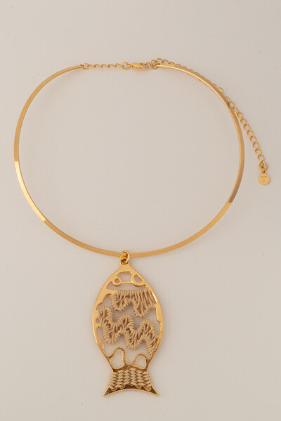 FotoColar Aro Dourado Peixe Palha