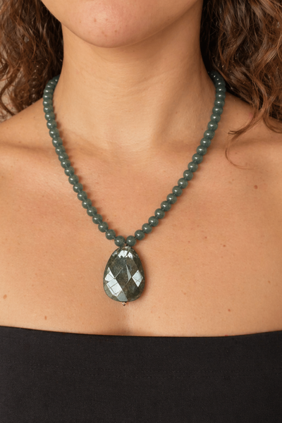 Foto Colar Jade Agatha Musgo Banho Ouro 18K