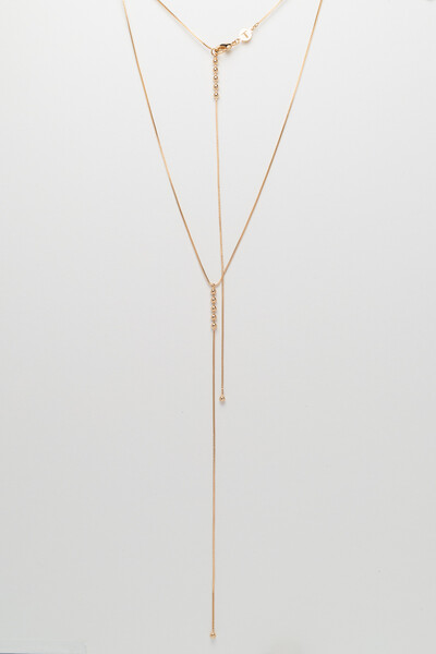 Foto Colar Gravata Bubbles Frente e Verso Banho Ouro18K