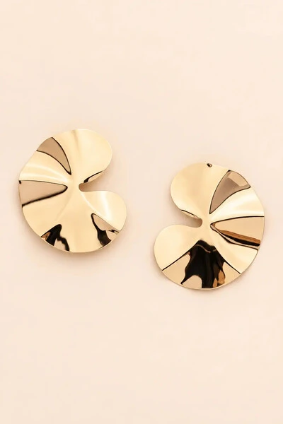 Foto Brinco Dourado Folha Placa Orgânica
