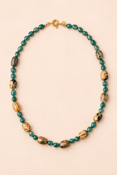 Foto Colar Agatha Marmorizada Banho Ouro 18K