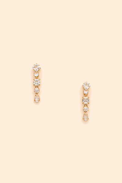 Foto Brinco Cascata Mix Zircônia Banho Ouro 18K